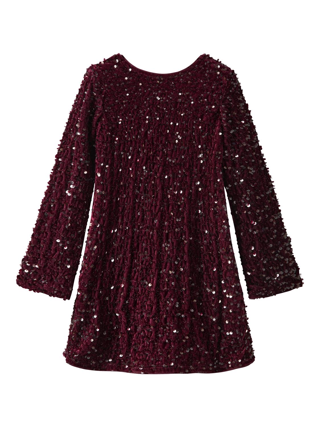 Name It Kjole Mini NKFRUSITTA LS DRESS Burgundy/Black Bow