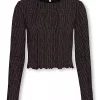 Only Genser KOGQUEEN GLITTER LS TOP Black/Lurex Rose Gold Stripe