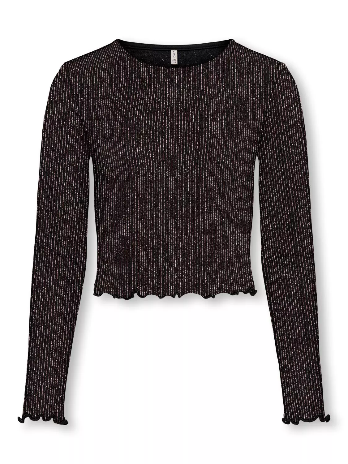 Only Genser KOGQUEEN GLITTER LS TOP Black/Lurex Rose Gold Stripe