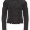 Only Genser KOGQUEEN GLITTER LS TOP Black/Lurex Silver Harlekin
