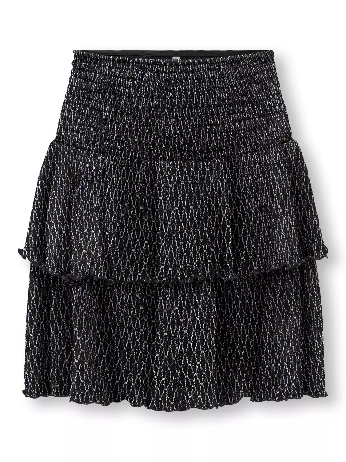 Only Skjørt KOGQUEEN GLITTER LAYERED Black/Lurex Silver Harlekin