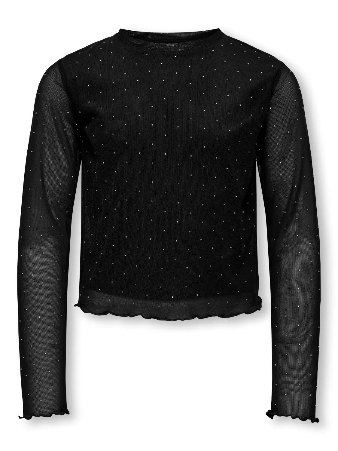 Only Genser KOGJADA LIFE LS RHINESTONE MESH TOP Black/Silver