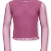 Only Genser KOGJADA LIFE LS RHINESTONE MESH TOP Rose Wine/DTM Rhines
