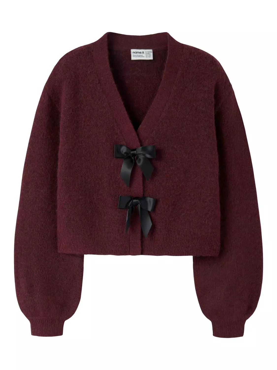 Name It Cardigan NKFRINA LS KNIT Burgundy/Black Bow