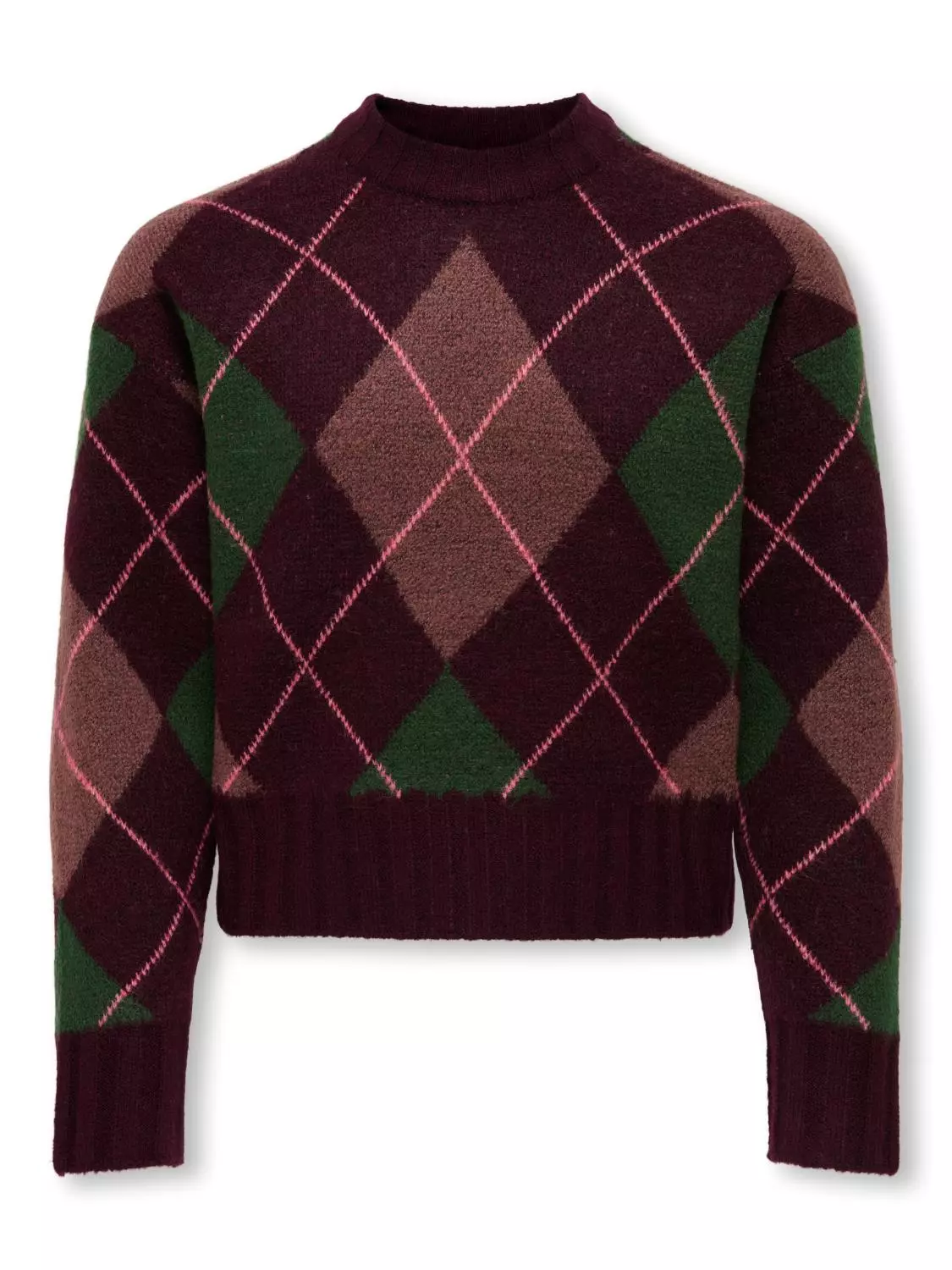 Only Genser KOGPEYTON LS ARGYLE O-NECK KNIT Potent Purple/Rose Brown