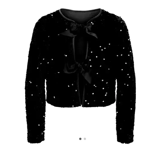 Only Genser/Topp KOGANIKA SEQUINS LS BOW TOP Black