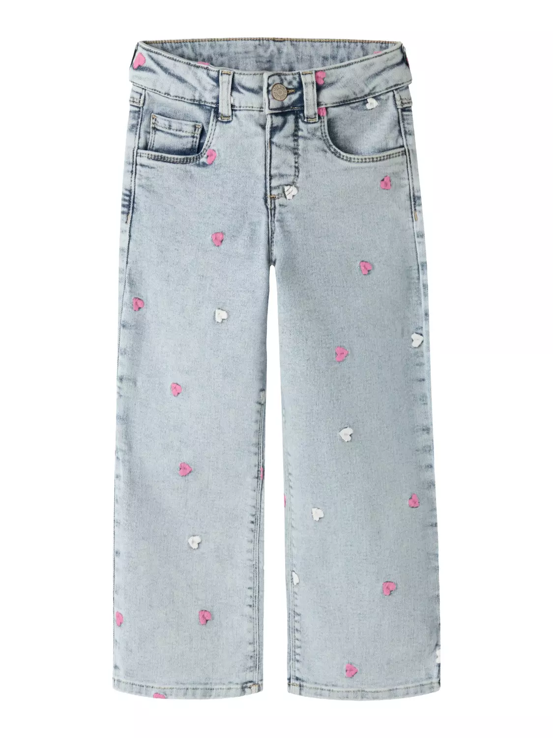 Name It Bukse NMFROSE WIDE EMB JEANS 2633-FR Light Blue Bleached Denim