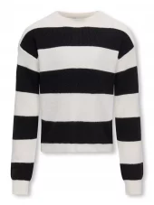 Only Genser KOGFRANCA SHORT LS STRIPE KNIT Cloud Dancer/Black