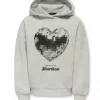 Only Hettegenser KOGMARITA LIFE LS LOOSE HOODIE Light Grey Mela/Heart