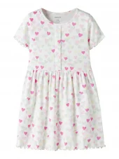 Name It Kjole NMFVEMIA SS DRESS Cloud Dancer/Random Hearts