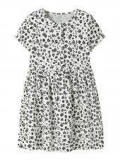 Name It Kjole NMFVEMIA SS DRESS Cloud Dancer/Flower Leo