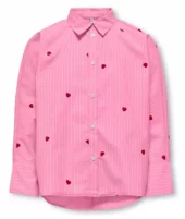 Only Skjorte KOGNEW LINAGRACE LS Begonia Pink/Stripes/Hearts