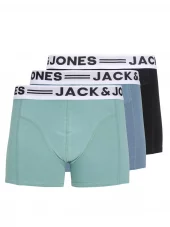 Jack & Jones 3Pk Boxer SENSE TRUNKS Mineral Blue/Blue Mirage/Black