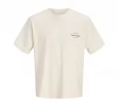 Jack & Jones T-Skjorte JORNORREBRO TYPO TEE SS CREW NECK Antique White