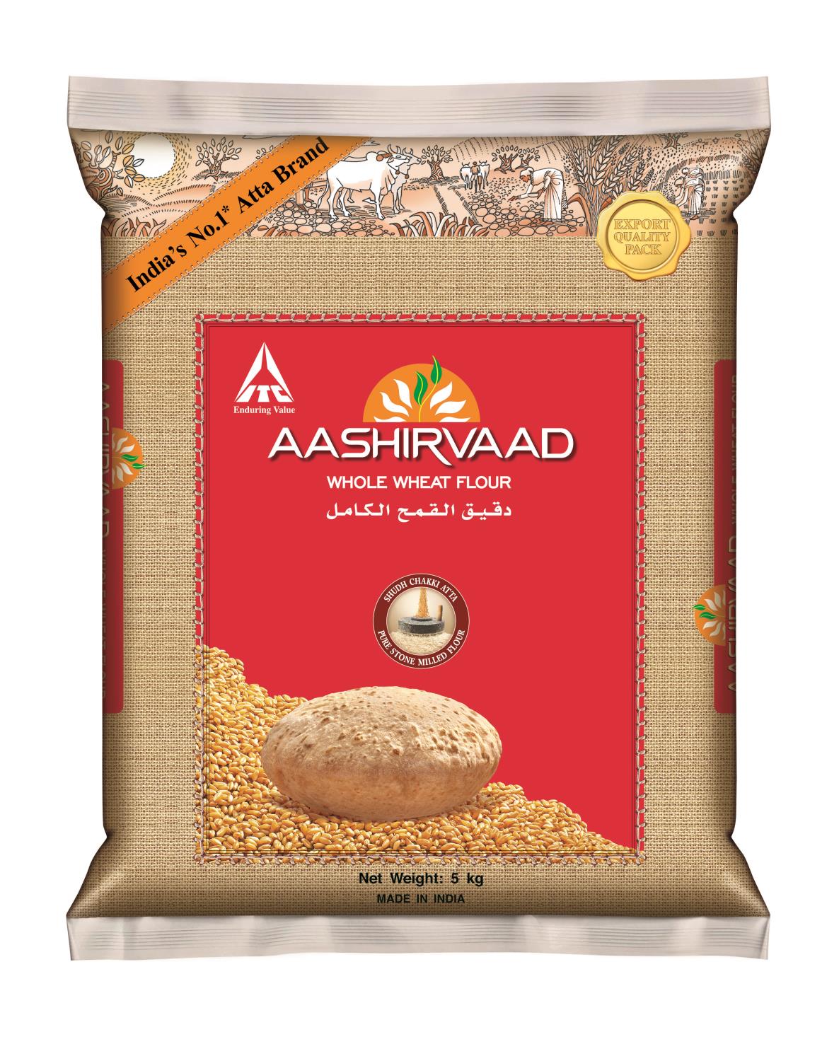 Aashirvaad Whole Wheat Atta 5kg (1x4)