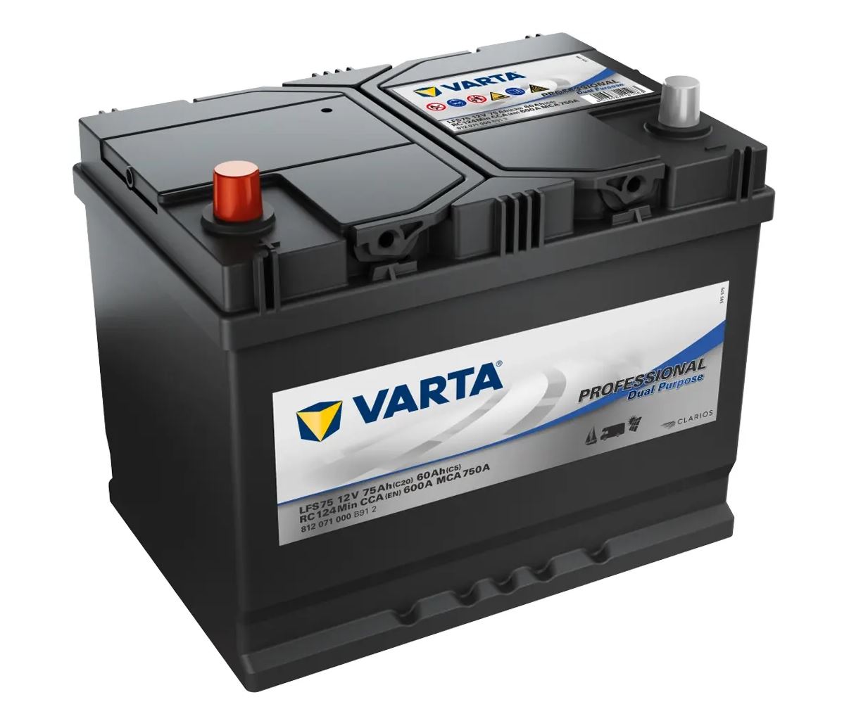 VARTA Fritidsbatteri 12V 75AH 600CCA (260x175x225mm) +venstre LFS75