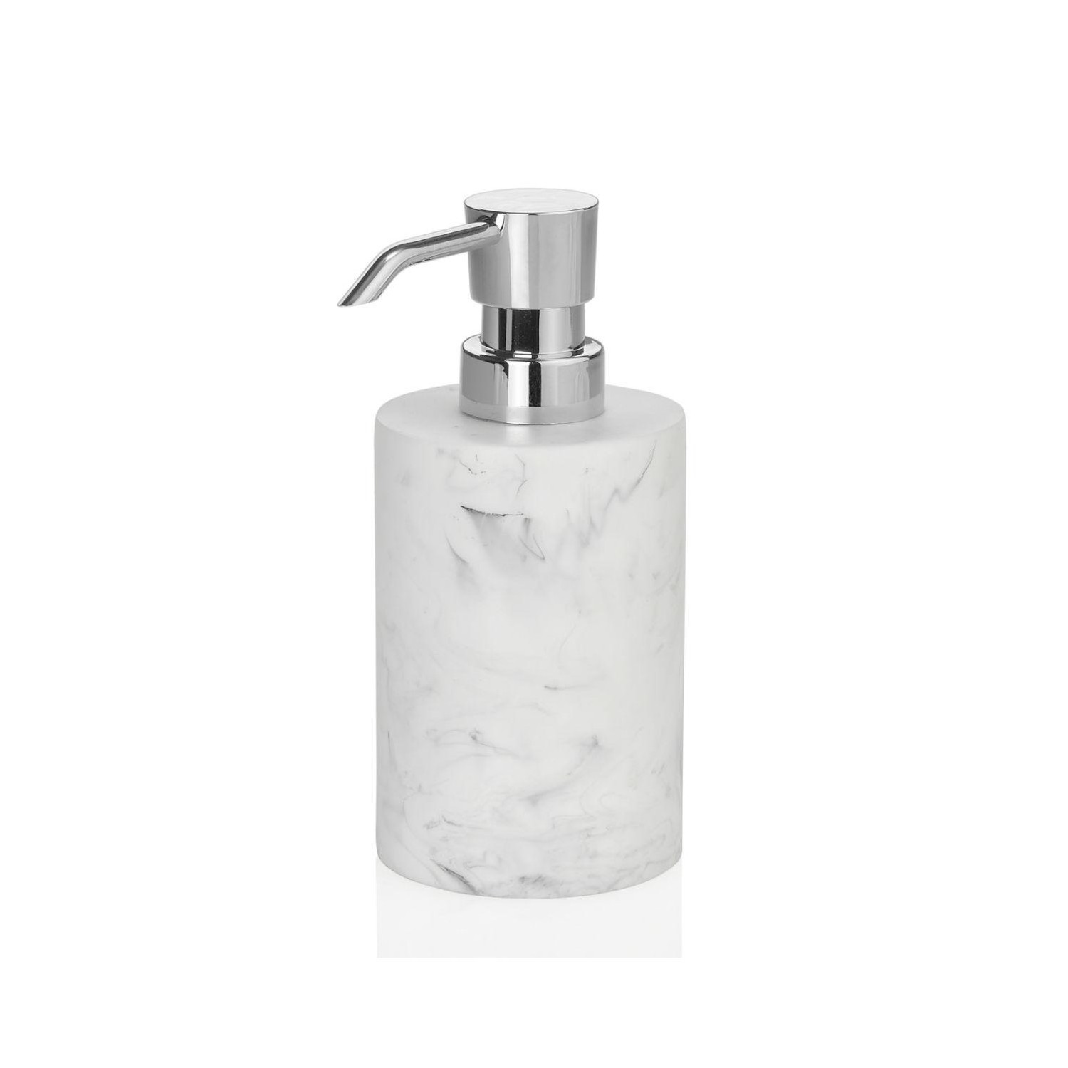 White Marble Effect Poly Soap Dispenser Silver Top ba66154