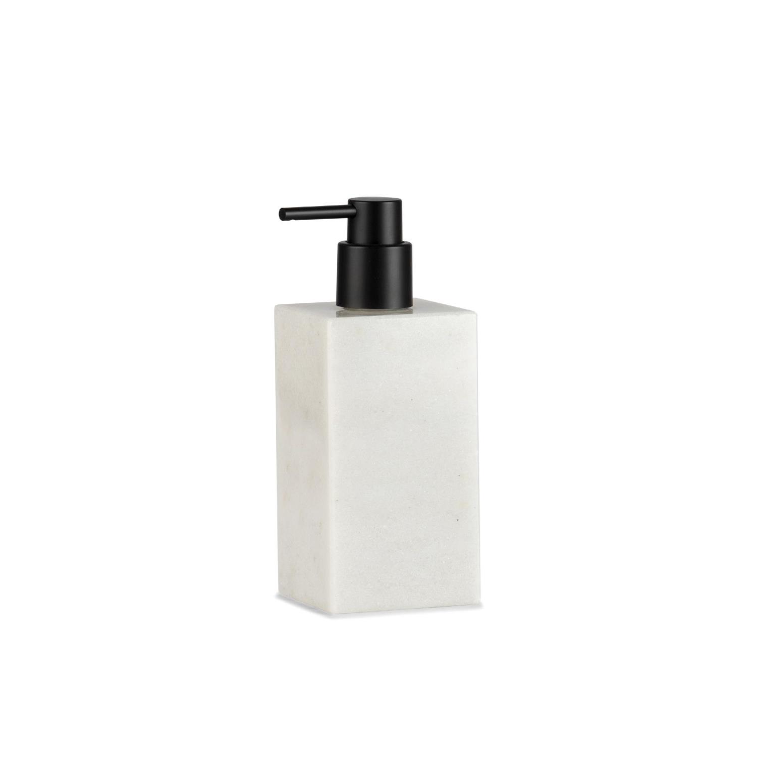 White Square Marble Soap Dispensor Black Top ba71164