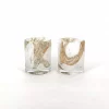 Thick Votive White Spots Amberbrown Lava Finish 8x9cm DCG1055