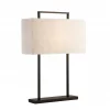 Aruba Bordlampe Firkant 2 Pinner Sort Sand Lin Skjerm H65cm 229040