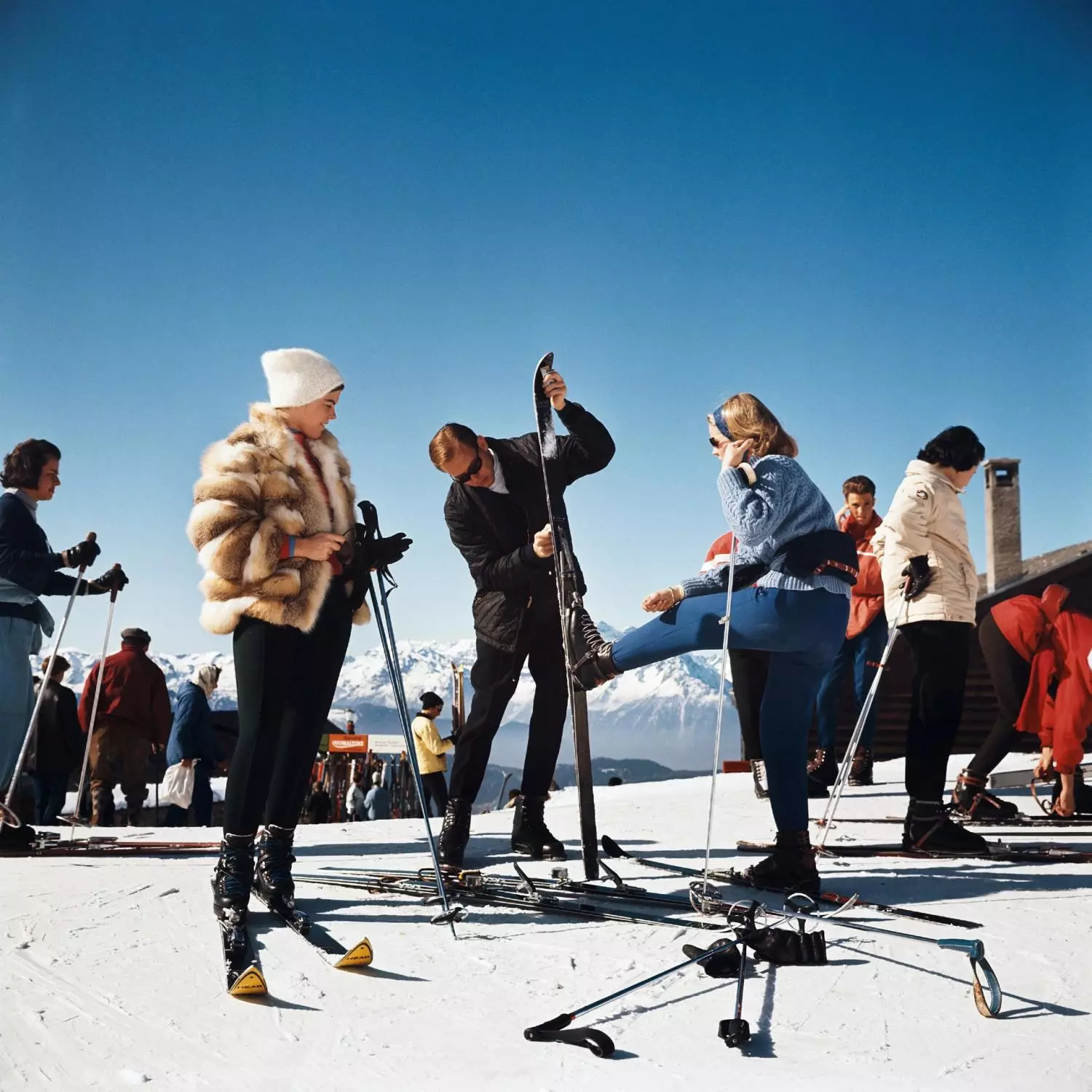 Getty. Verbier skiers 75x75cm (Indre mål)