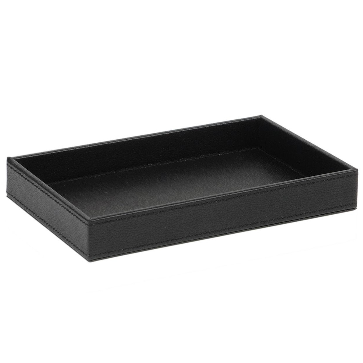 Black Leather Effect Tray 14x23x3cm ax12206