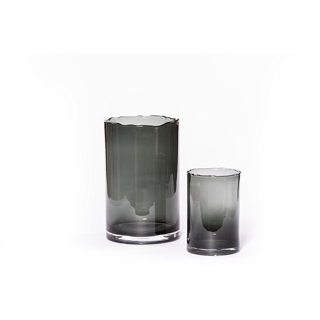 Glass Hurricane Organic Rim Smoke 22x35cm DCG44s