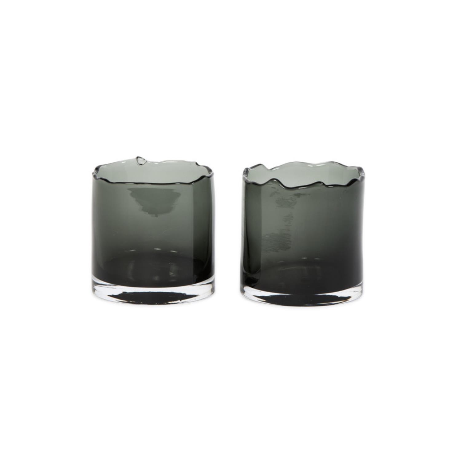 Hurricane Vase Organic Rim Smoke 12x12cm, DCG144S