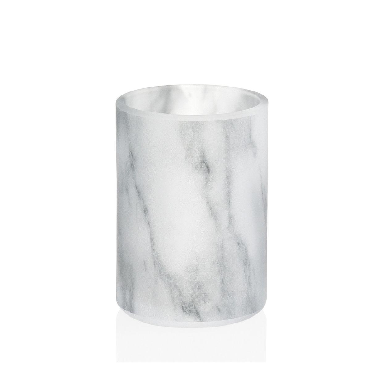 White Marble Effect Glass Toothbrush Holder BA69143