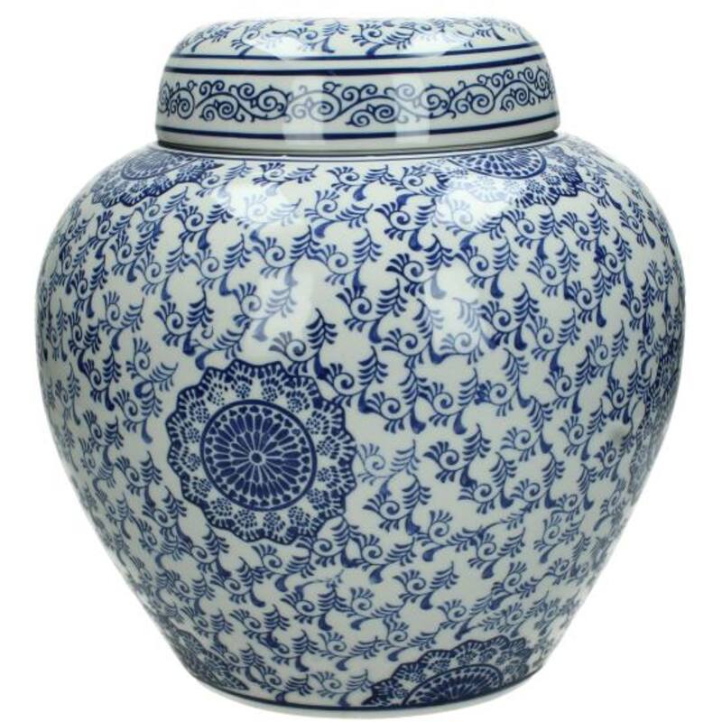 Jar Blue & White 28xh30cm Wer-2067