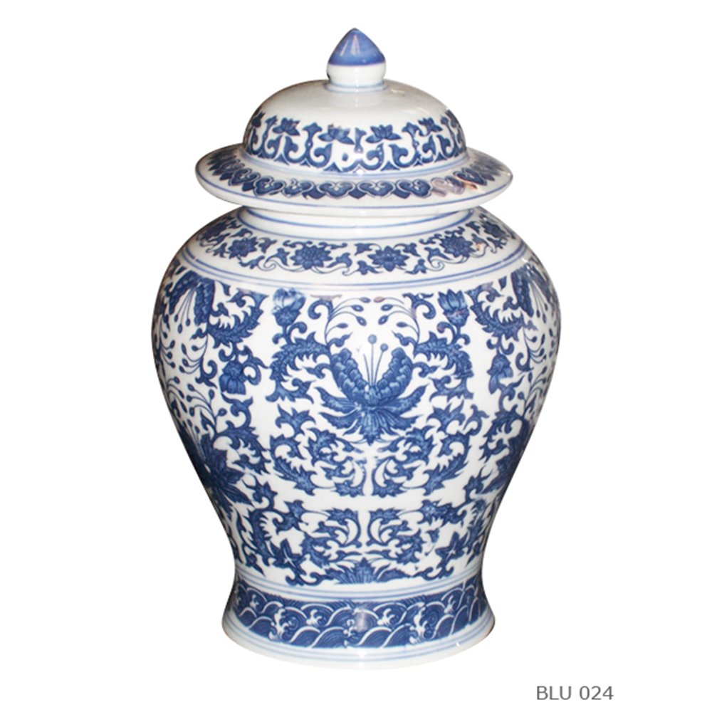 Temple Jar Blue & White Lotus ss Blu.024