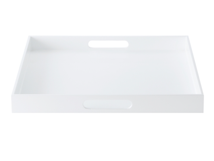 Lux Lacquer Tray W/handles White 40x40cm 070008