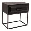 Lily Black Wood Iron Frame Bedside cabinet 707066
