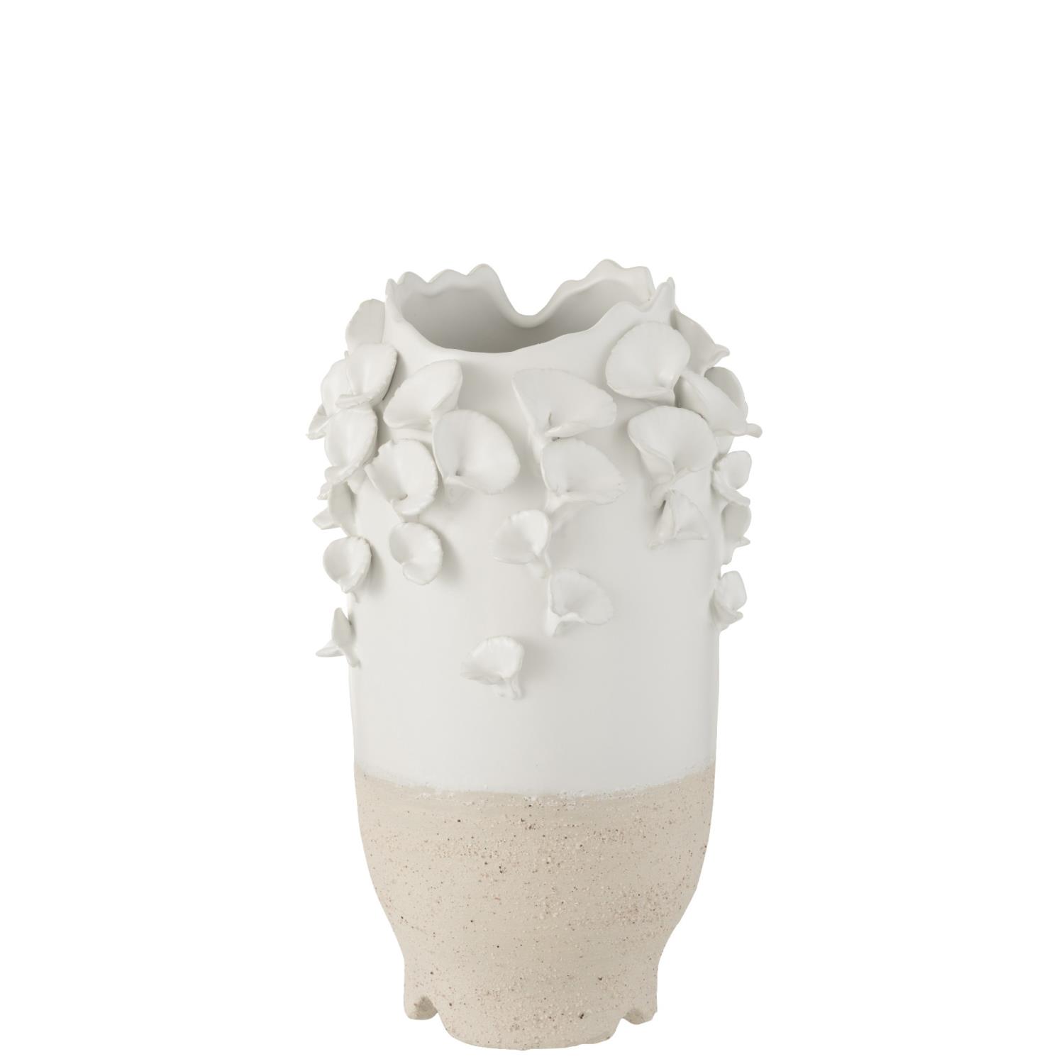 Vase Anemone Ceramic White/Beige 22x22x38cm 1148