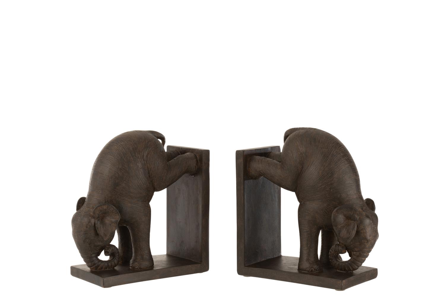 Set 2 Bookends Elephant Brown 21x10,5xh23,5cm 21535