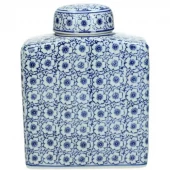 Jar Blue & White 12,5x7xh16,5cm Wer-2062