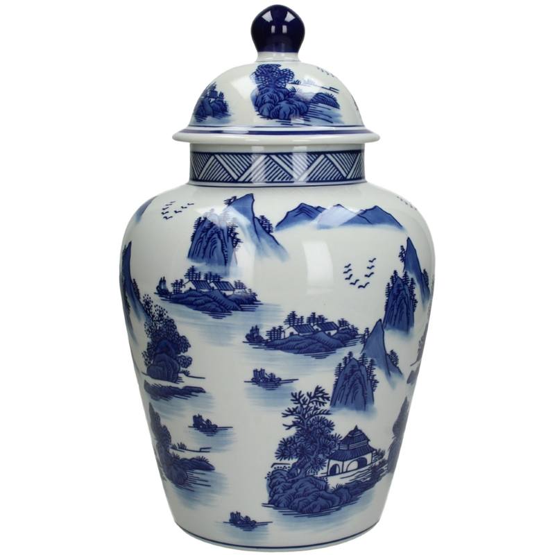 Jar Porcelain Blue 18x18x35cm xet-3375