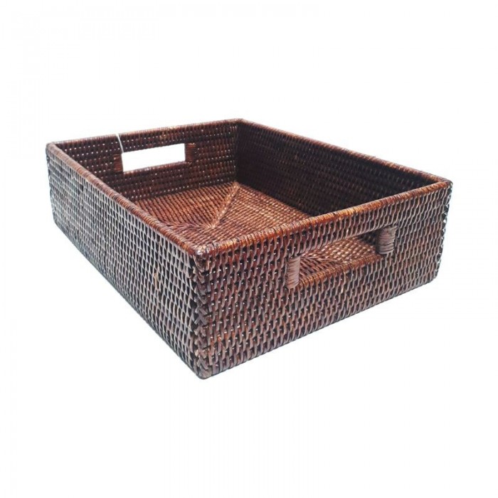 Basket With Handles Brown Rectangular G1065