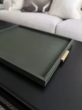 Giobagnara Deco Tray Loden Green Brass Handles Large 57x44cm