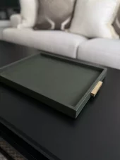 Giobagnara Deco Tray Loden Green Brass Handles Medium 48x35cm