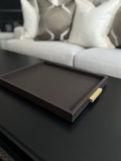 Giobagnara Deco Tray Moka Brass Handles Medium 48x35cm