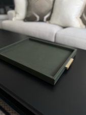 Giobagnara Deco Tray Loden Green Brass Handles Medium 48x35cm