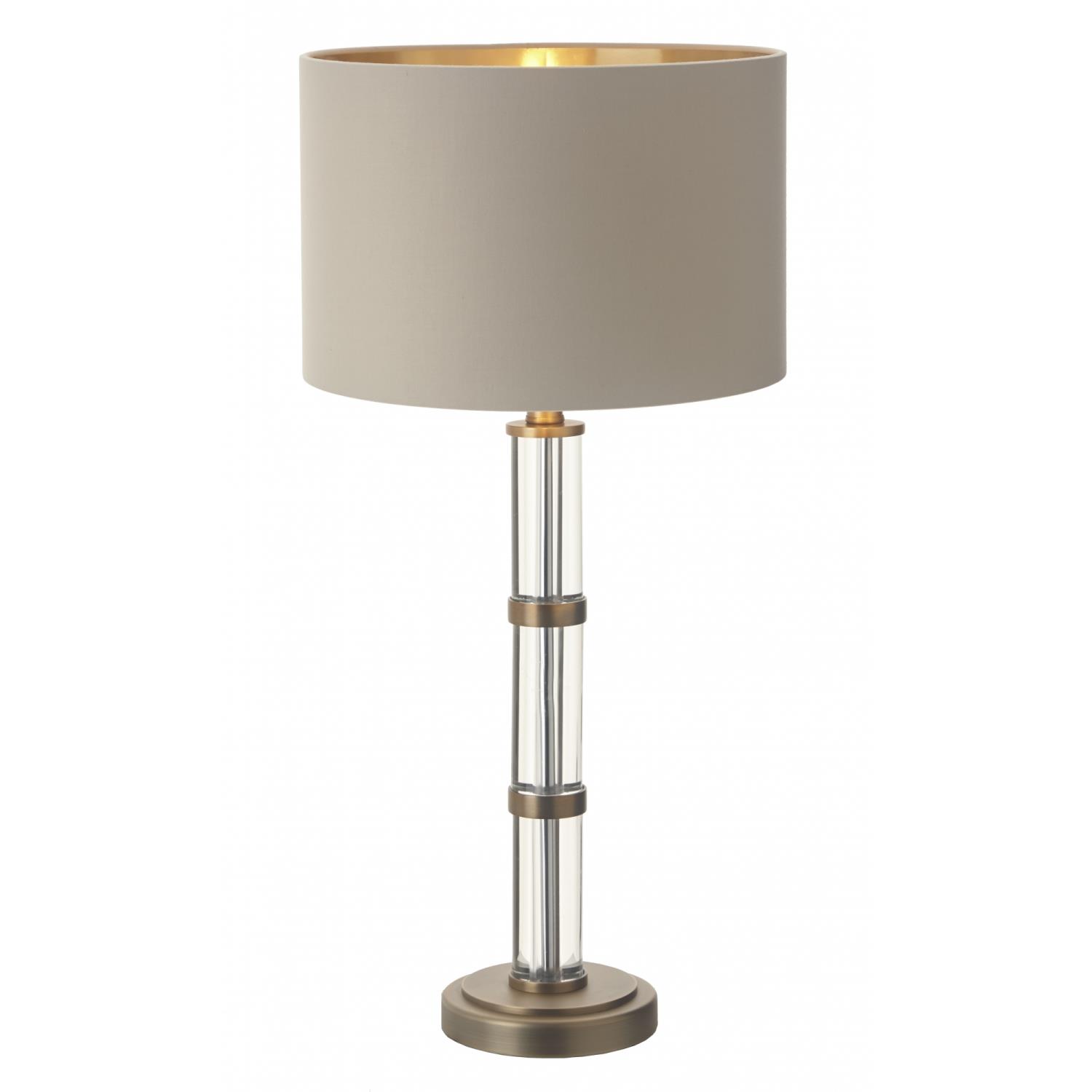 Tablelamp Avebury Brass Finish Clear Inkl Shade Beige, Gold Inside 50062
