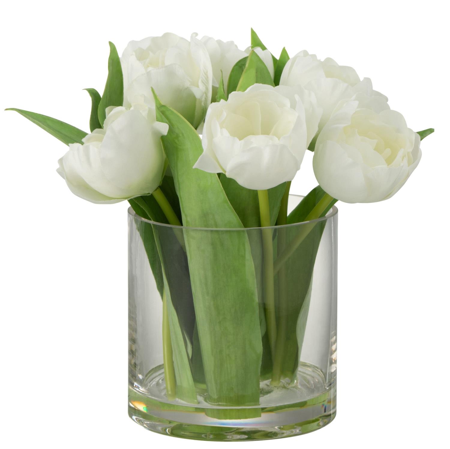 Tulips Vase Round Plexi Glass White L 20x18x22,5cm 22401