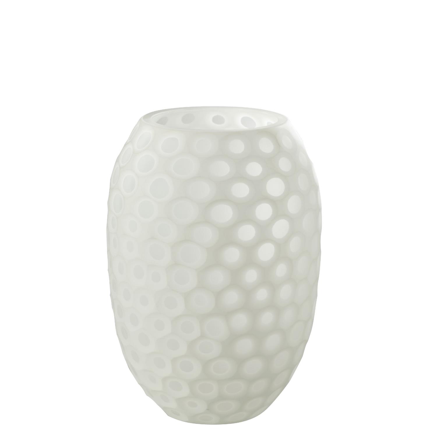 Vase Cut Glass White S 18,5x18,5xh25cm 28967