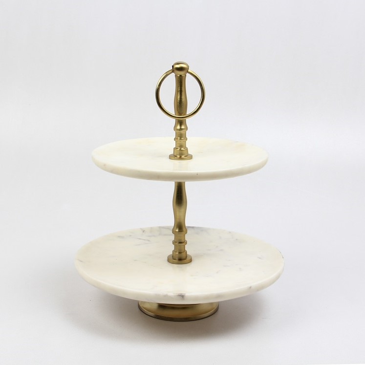 Plate Stand Gold/White Marble D18,5/D23x27h 690-631