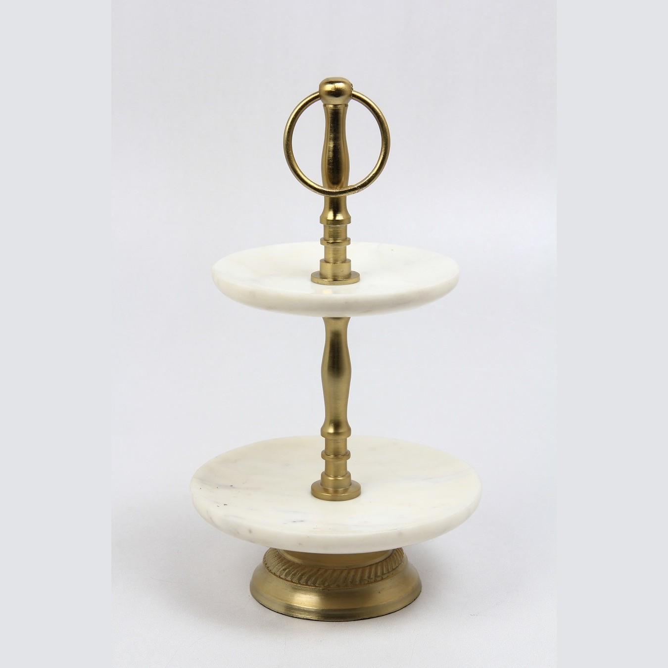 Plate Stand Gold/White Marble D13/D15,5x27h 690-630
