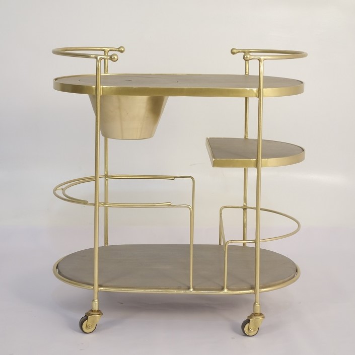 Oval Trolley Ant.Gold 77x46x87,5h 675-242