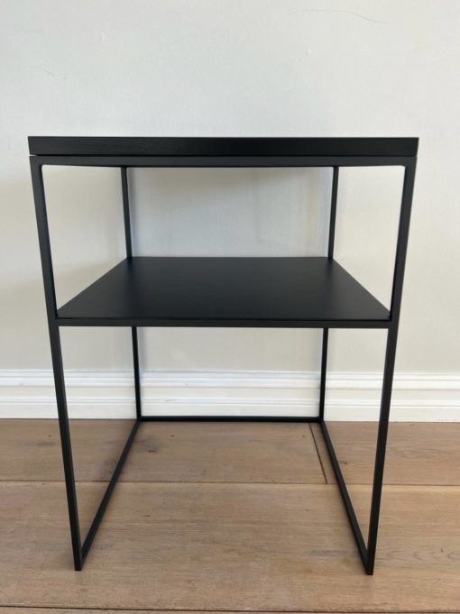 Side Table Oak Top With Iron Shelf 45x45h62cm