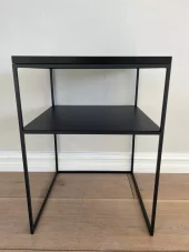 Side Table Oak Top With Iron Shelf 45x45h62cm